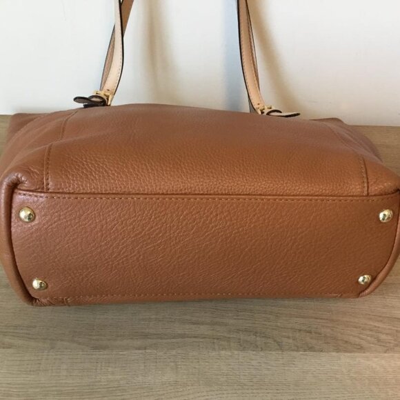 Michael Kors Jet Set Tote Bag Brown with Gold-tone MK Logo Charm Zip Closure - Picture 5 of 8